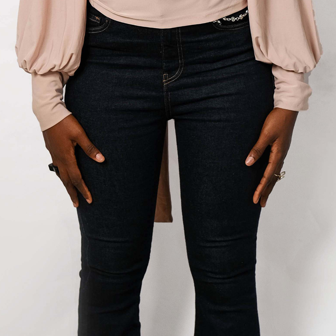 High-Waisted Flared Denim Jeans