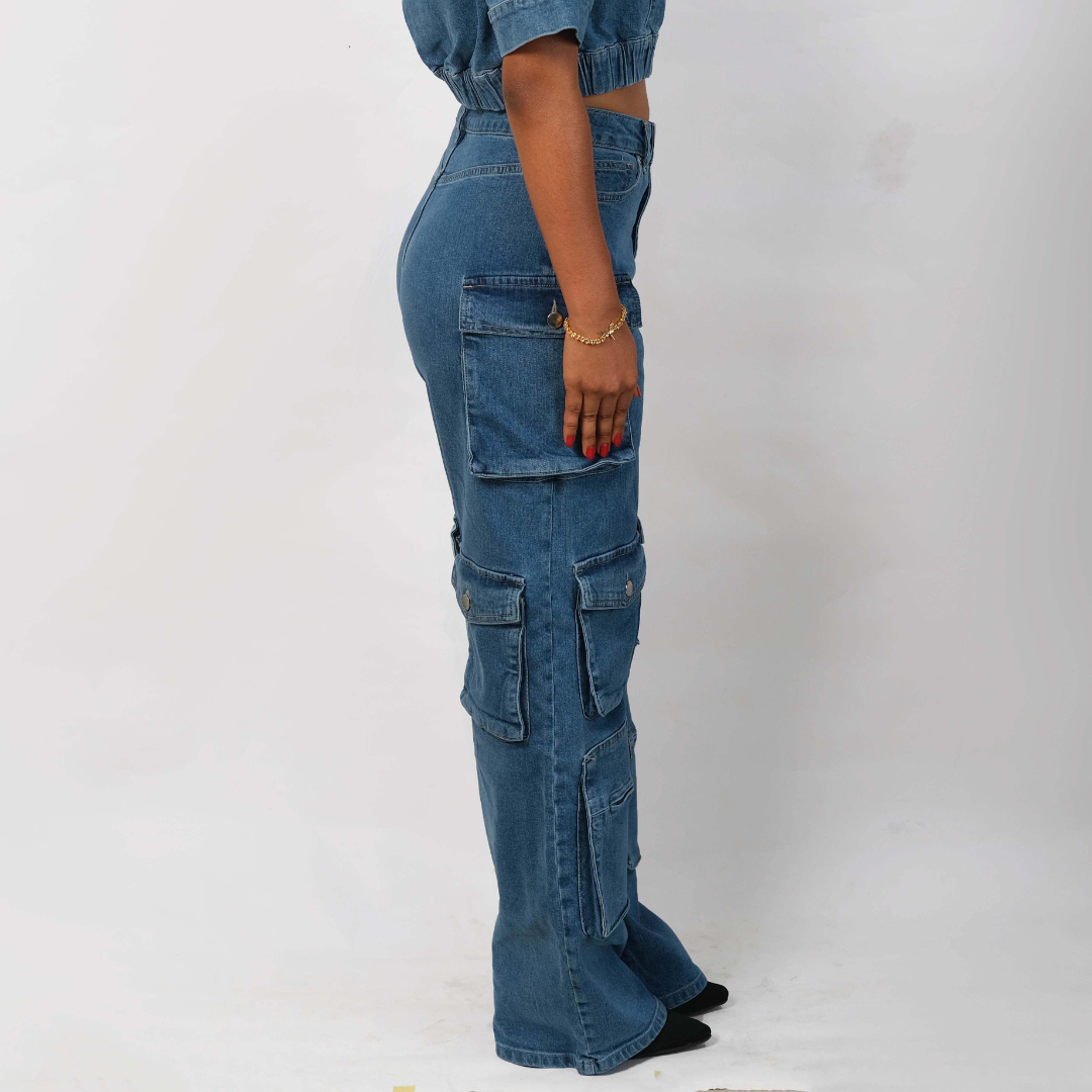 Urban Utility Denim Cargo Pants - Image 3