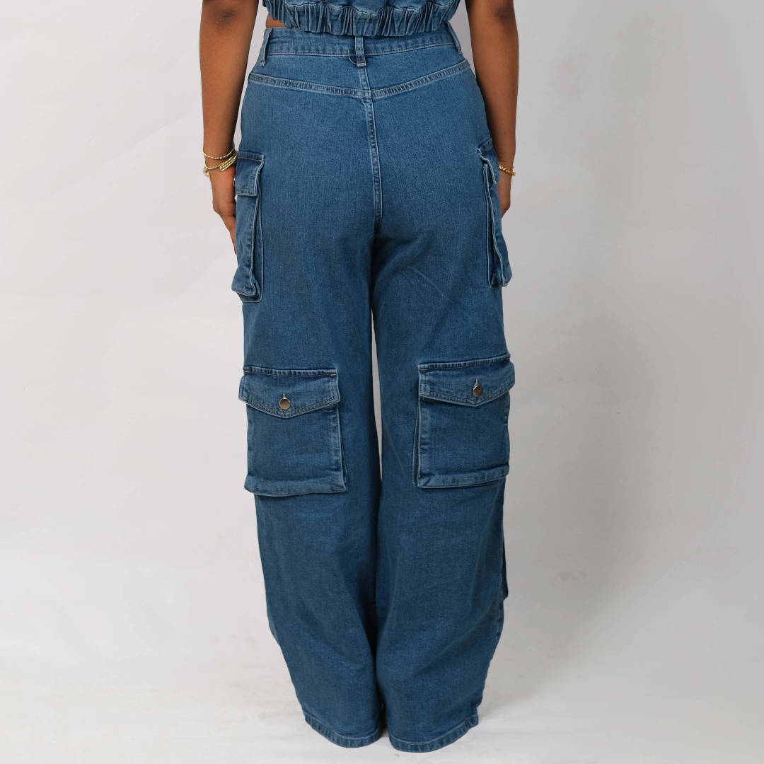 Urban Utility Denim Cargo Pants - Image 2