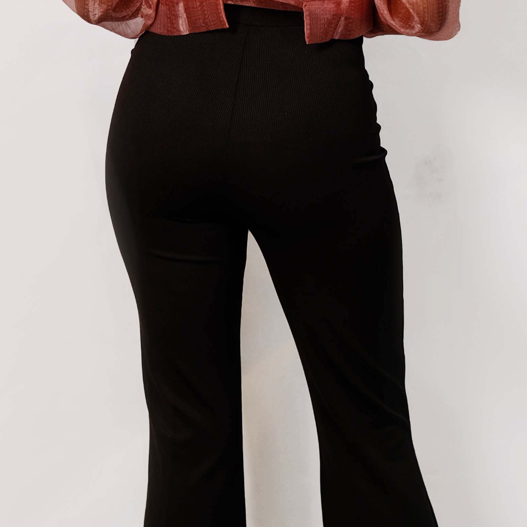 High-Waisted Flared Black Pants - Image 2