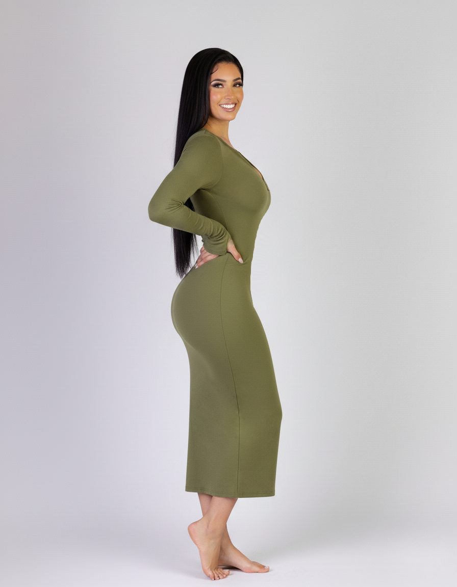 Gown thumb hole green