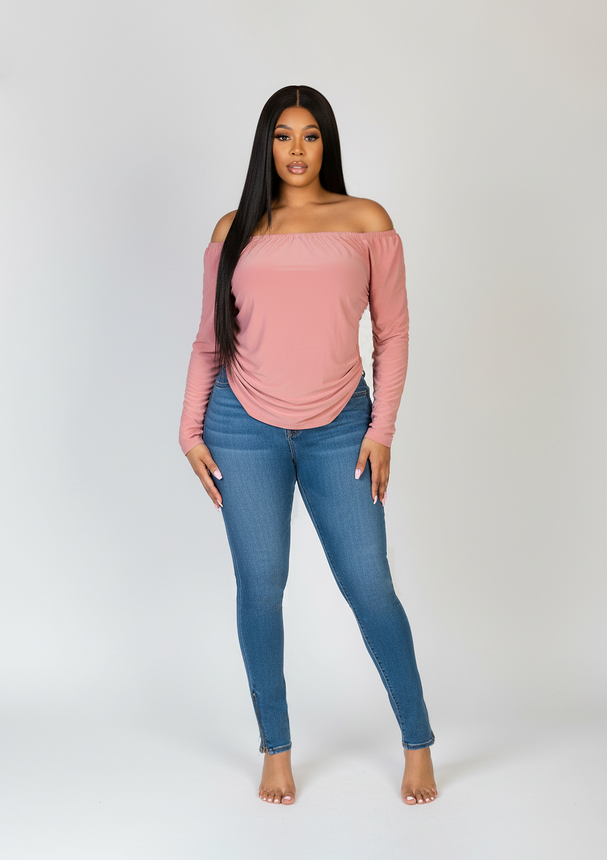 Off-Shoulder Ruched Blouse front