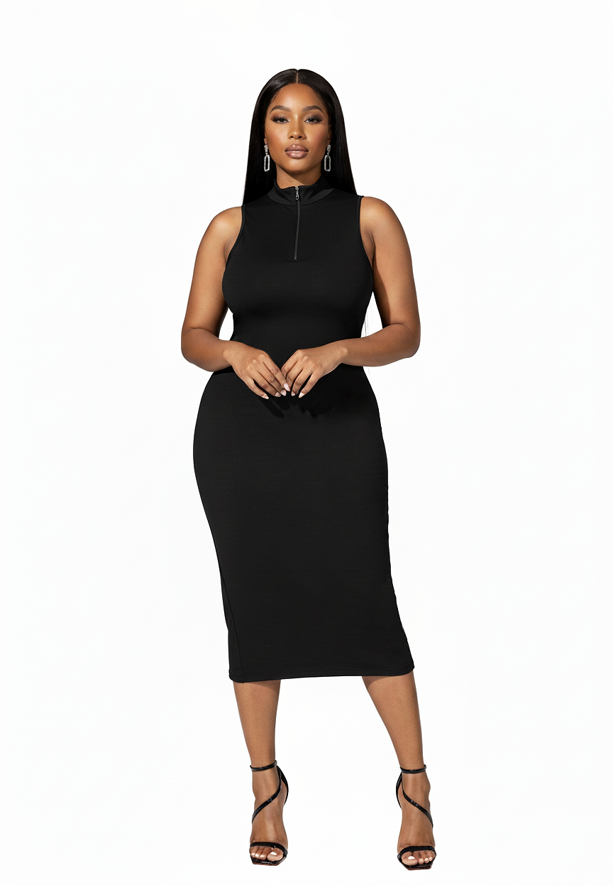 Turtle Neck Column Dress black